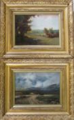 Pair of landscape oil paintings in glazed gilt frames,