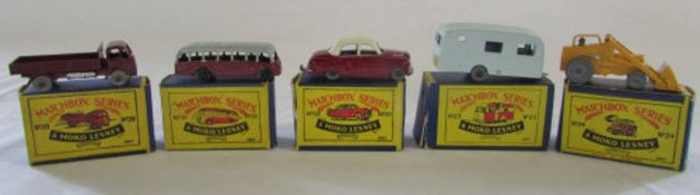 Matchbox Series A Moko Lesney no 20 'ERF stake truck', no 21 'Bedford coach',