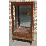 Oriental display cabinet with mirror back & glass shelves