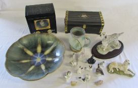2 jewellery boxes, Denby bowl and tankard,