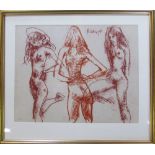 Impressionist pastel study of 3 nudes by Peter Collins (1923-2001) Stanley Studios Chelsea signed