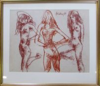 Impressionist pastel study of 3 nudes by Peter Collins (1923-2001) Stanley Studios Chelsea signed