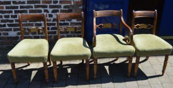 4 upholstered mahogany Regency dining chairs