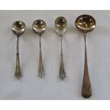 4 silver salt/mustard spoons Sheffield 1918 & London 1841 total weight 0.