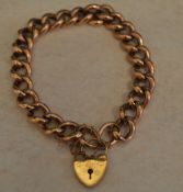 9ct gold padlock bracelet, approx weight 20.