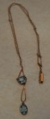 9ct gold necklace and pendant (possibly Aquamarine/Blue Topaz) approx weight 2.