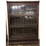 Globe Wernicke 3 section bookcase with leaded glass (one panel broken)