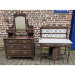 Late Victorian marble top washstand and dressing table/chest of drawers.