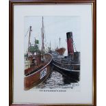 Watercolour of fishing boats at St Andrews Dock (Hull) by Alf Newsome (1932-2017) signed and dated