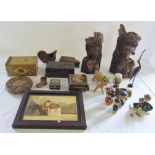 Selection of treen inc Japanese puzzle box