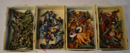 4 small boxes of vintage plastic toy figures including Army Soldiers,