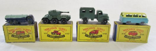 Matchbox Series A Moko Lesney no 11 'Petrol tanker', no 67 'Saladin armoured car 6x6',