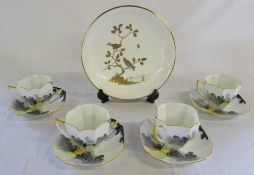 4 Shelley cups and saucers pattern no G11678 & a 19th century gilded Minton plate retailed by