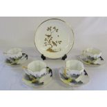 4 Shelley cups and saucers pattern no G11678 & a 19th century gilded Minton plate retailed by