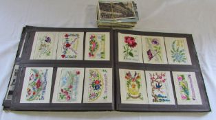 Postcard album containing WWI greeting cards,