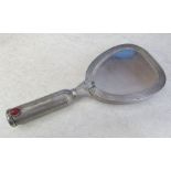 Silver mirror with compact and lipstick holder marked 800