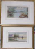 2 river scene watercolours by D Earp 1911 40 cm x 30 cm & 36 cm x 26 cm