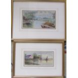 2 river scene watercolours by D Earp 1911 40 cm x 30 cm & 36 cm x 26 cm