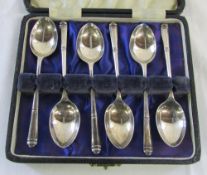 Cased set of silver teaspoons Sheffield 1946 weight 2.