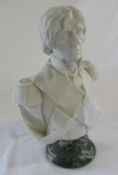 Carved marble bust of Nelson signed 'Fredericks' H 30 cm