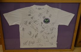 Framed Wimbledon signed T shirt (glass af)