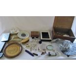 Various items inc magnifying glasses, silver plate,