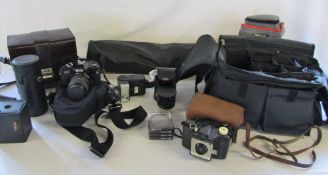 Assorted cameras and accessories inc Ricoh & Kodak Cresta