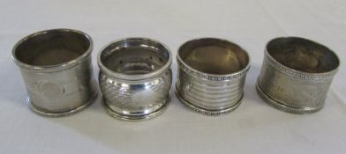 4 silver napkin rings Birmingham 1916, 1919,