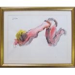 Impressionist watercolour of a kneeling nude by Peter Collins (1923-2001) Stanley Studios Chelsea