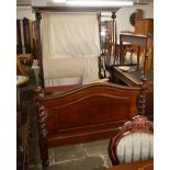 Victorian and later half tester double bed with canopy