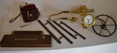 Various nautical items including a Thomas Walker ships log and display, boxed Parallel Rolling rule,