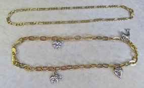 2 tested as 9ct gold ankle bracelets total weight 8.