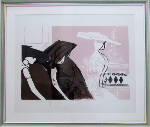 1950s limited edition screen print entitled 'Dolls' 15/15 by Helen Howie signed and dated 1958 71