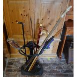 Umbrella stand with walking sticks,