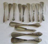 Collection of silver handled shoe horns