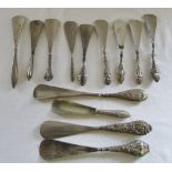 Collection of silver handled shoe horns