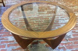 G Plan glass top coffee table