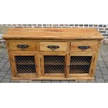 Jali sheesham wood sideboard with cast iron inserts