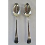 Pair of silver George III serving spoons London 1768 weight 4.