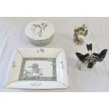 Wedgwood 'humming birds' dish and trinket box & Goebel birds CV62 and CV 64