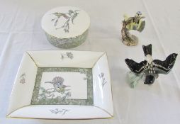 Wedgwood 'humming birds' dish and trinket box & Goebel birds CV62 and CV 64