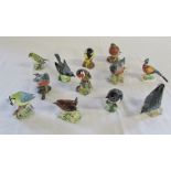 Assorted Beswick birds inc blue tit, chaffinch,