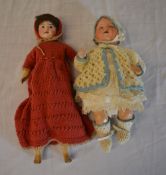 German bisque head doll and a Paris doll (damaged)