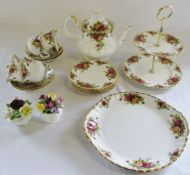 Royal Albert 'Old Country Roses' part tea service & Royal Doulton and Coalport ceramics posies