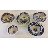 5 early 19th century teacups & 4 saucers including Hilditch & Sons