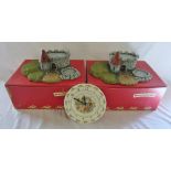 Royal Doulton Bunnykins 'Arthurian legends' stands/bases & a Bunnykins clock