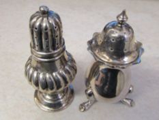 2 silver pepper pots Chester 1907 & Birmingham 1900 total weight 1.