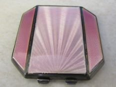 Silver and enamelled compact case Birmingham 1939 makes J Collyer Ltd (mirror af)