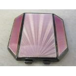 Silver and enamelled compact case Birmingham 1939 makes J Collyer Ltd (mirror af)