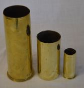 3 shell cases including 1917, inscription Belgium 1915,